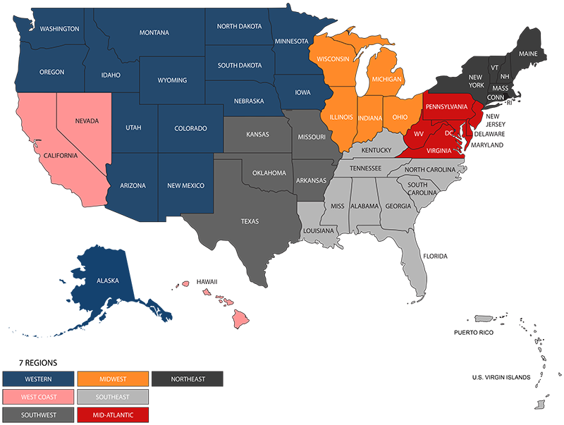 NPAC Regions map